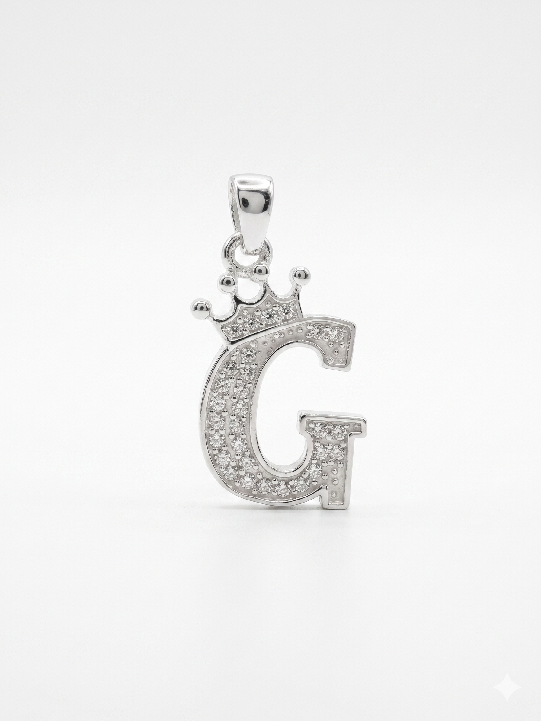 Sterling Silver Crown Initial "G" Pendant
