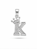 Sterling Silver Crown Initial "K" Pendant