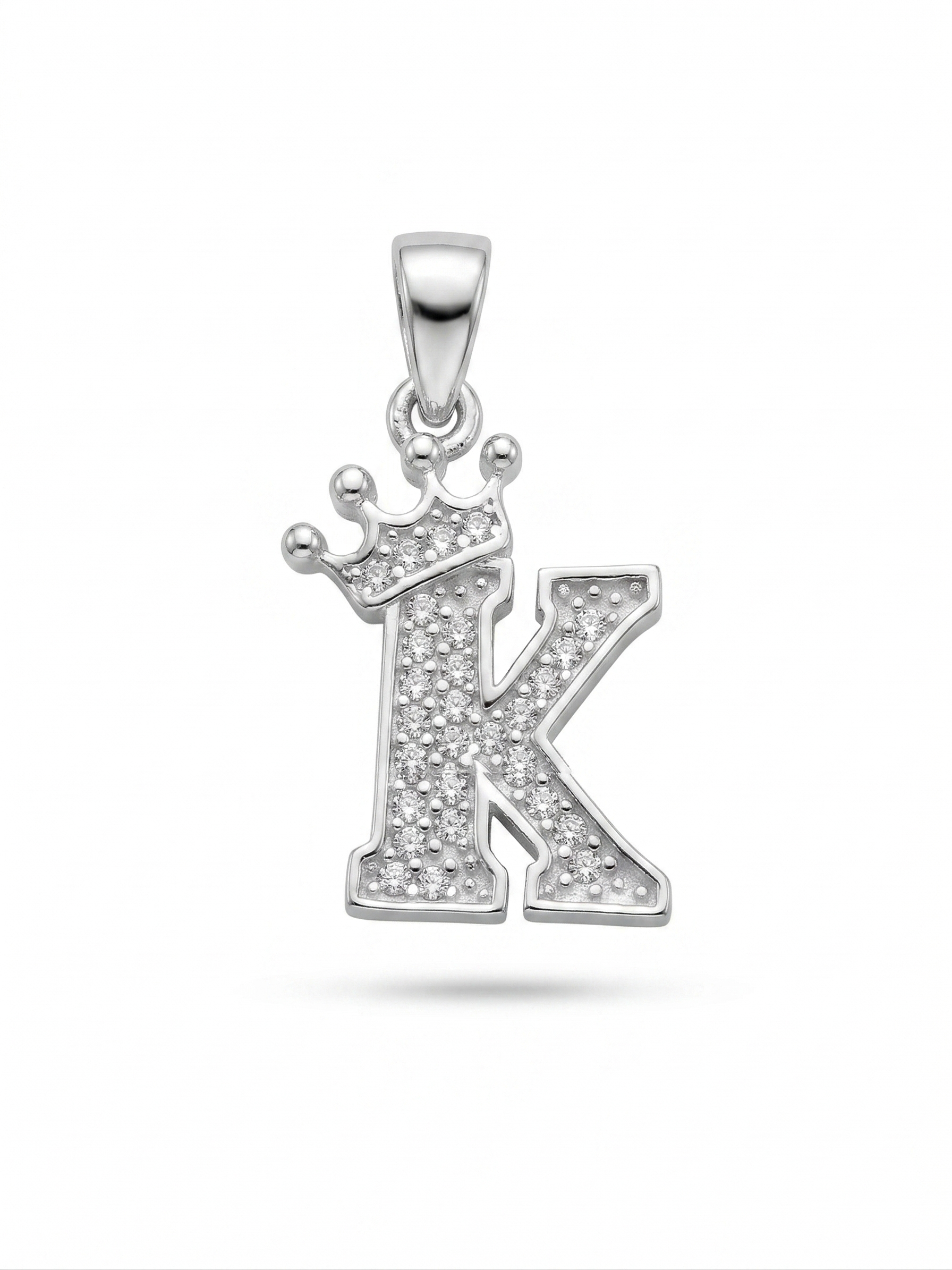 Sterling Silver Crown Initial "K" Pendant