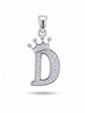 Sterling Silver Crown Initial "D" Pendant