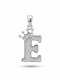 Sterling Silver Crown Initial "E" Pendant