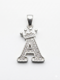 Sterling Silver Crown Initial "A" Pendant